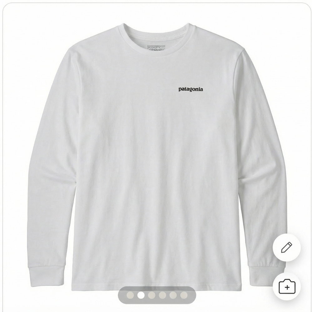 Patagonia Men's White Long Sleeve Responsibili-Tee XXL Regular‎ Fit Back Logo